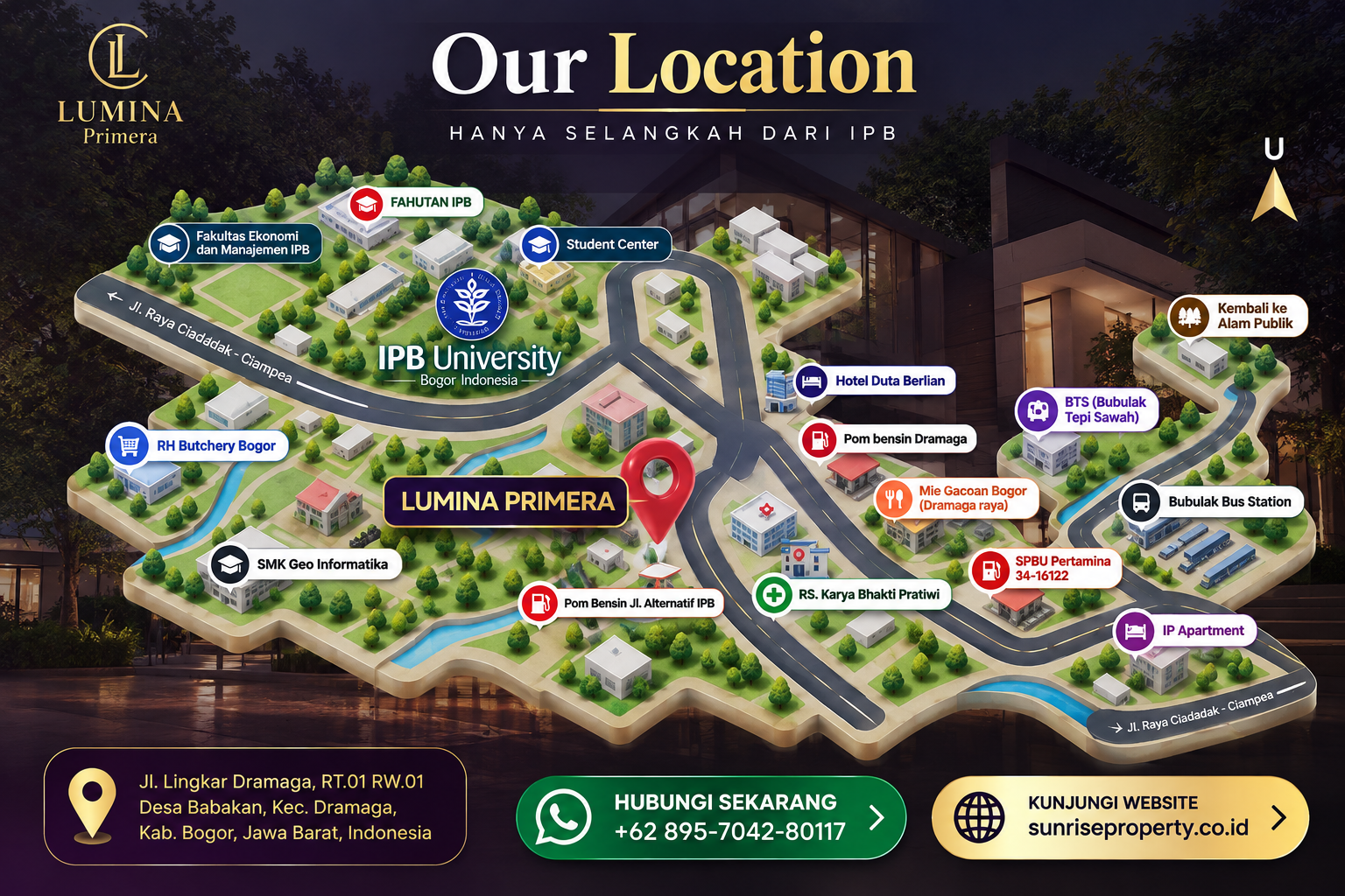 Lokasi Lumina Primera di kawasan IPB